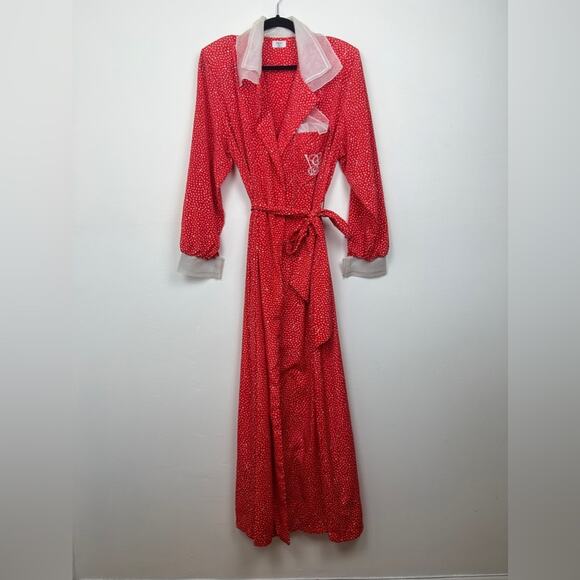 Vintage 80s RARE Valentino Red Polka Dot Wrap Dress - Picture 4 of 11